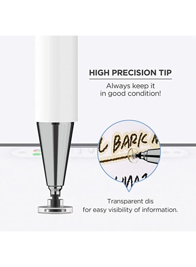 Universal High-Precision Disc Stylus Pen with Magnetic Cap – Professional Styli for iPad, iPhone, Samsung Galaxy Tab & Fire HD – MFi Certified & Apple Compatible – Premium Original Materials & High-Capacity Battery – White - Image 3